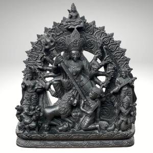 1.5ft Hand Carved Black Stone Maa Durga Idol For Home | Jaipurio